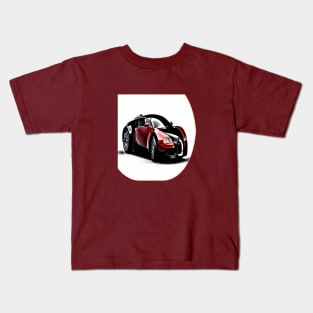 Deportive black and red car sport car Cartoon Kids T-Shirt